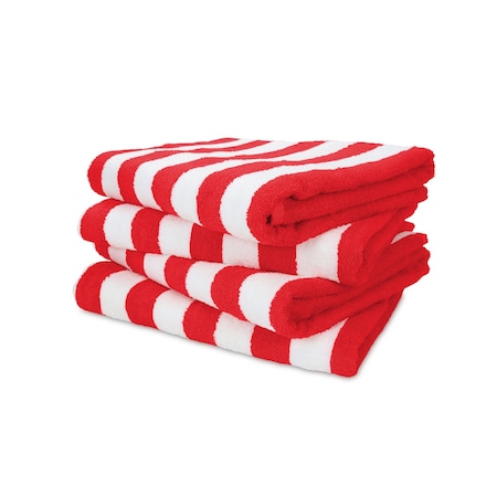 Hospeco California Cabana Beach Towels 30x70 Red (4pk) CABANA-RD